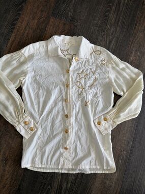 Vintage Escada blouse with gold embroidery
